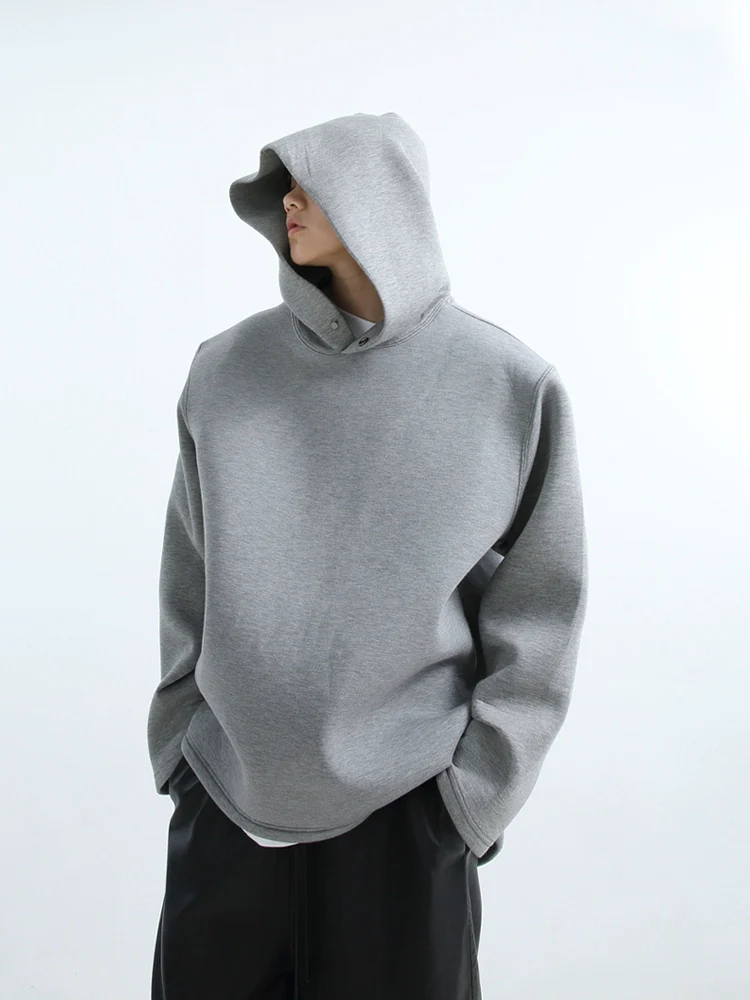 Oversized Button No-String Pullover Hoodie - Image 2