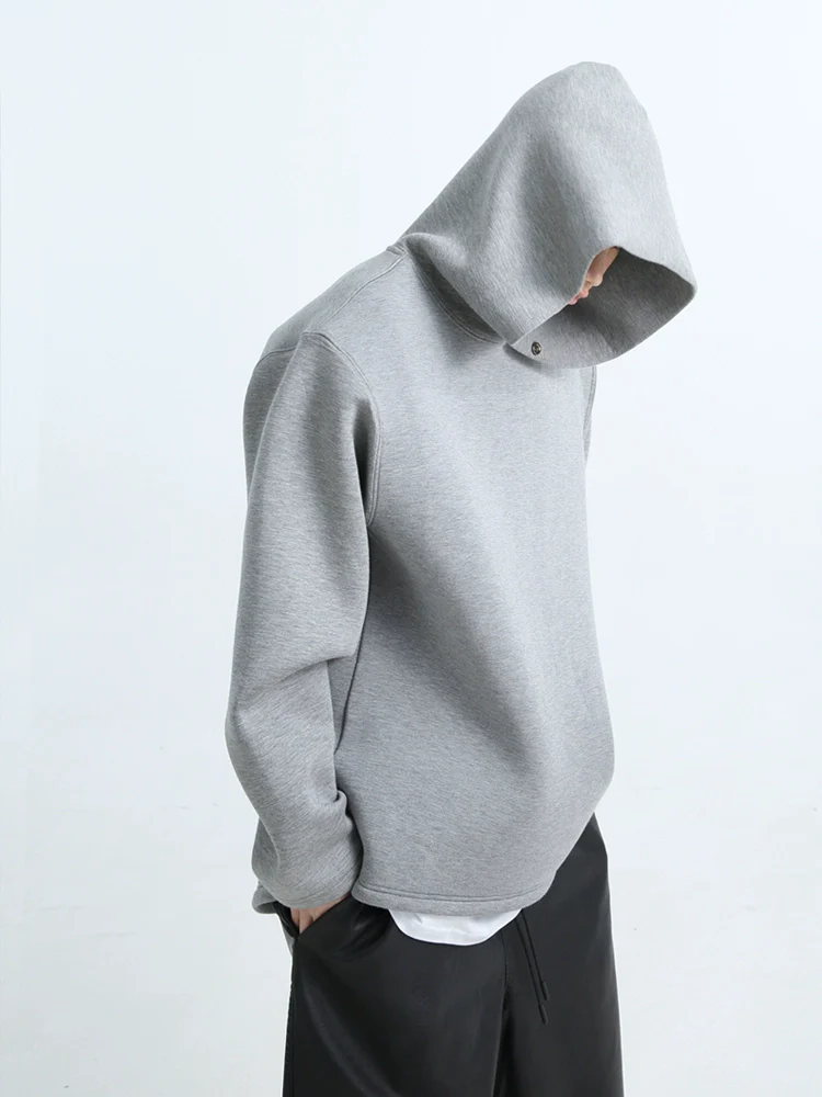 Oversized Button No-String Pullover Hoodie - Image 3