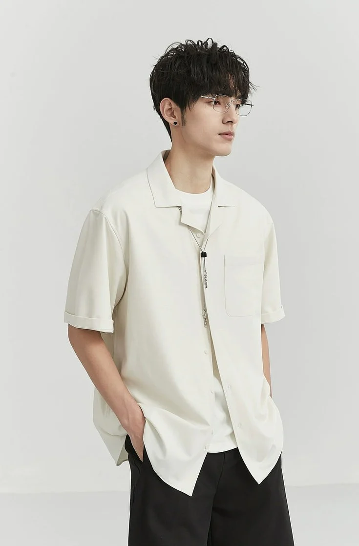 Oversized Camp-Collar Short Sleeve Button-Up Shirt - Image 15
