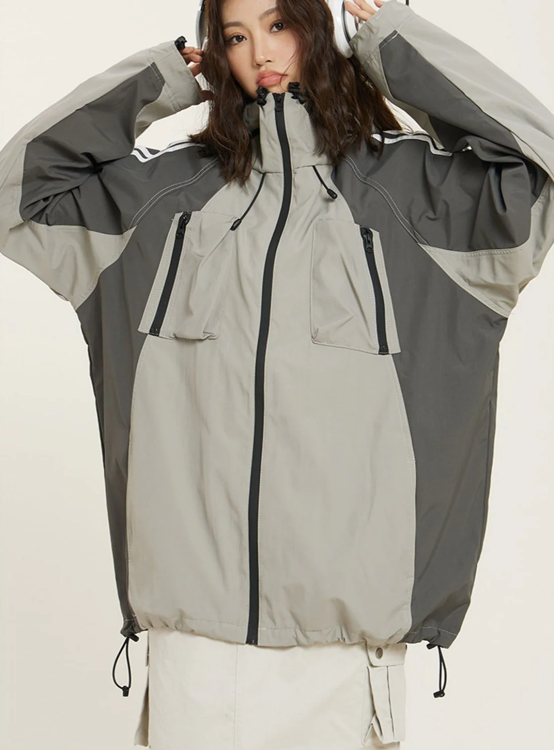 Oversized Color Block Hooded Windbreaker - Image 4