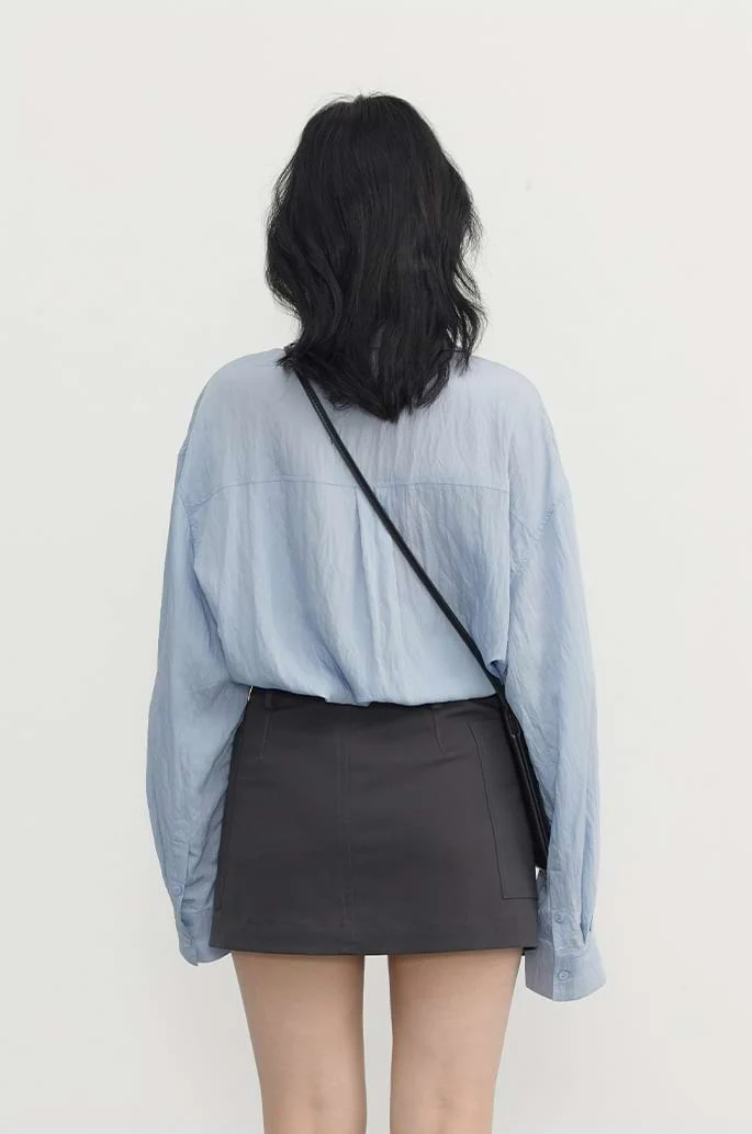 Oversized Crimped Button Shirt - Image 10