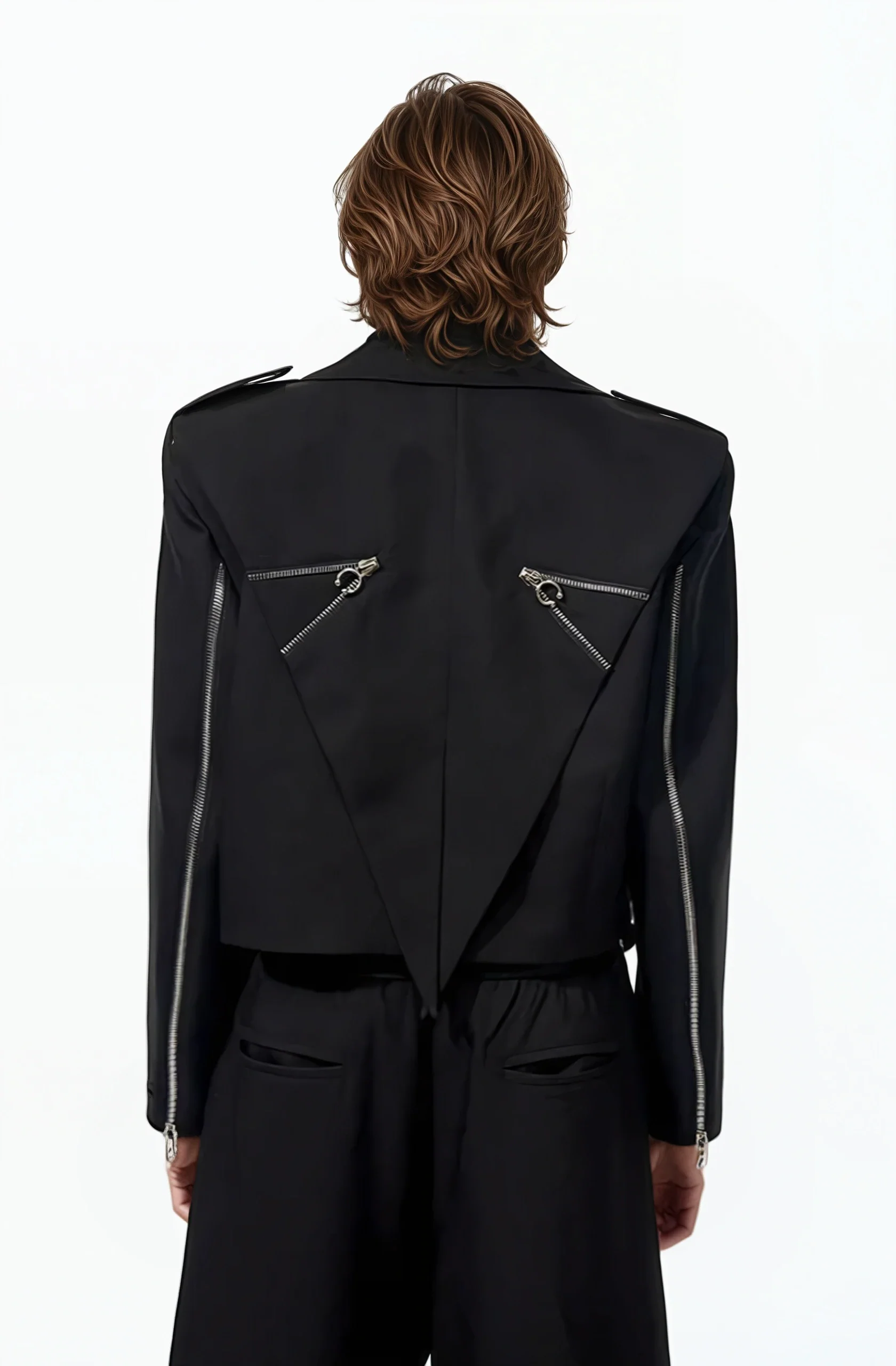 Oversized Cropped Blazer Jacket with Zip Details - Image 6