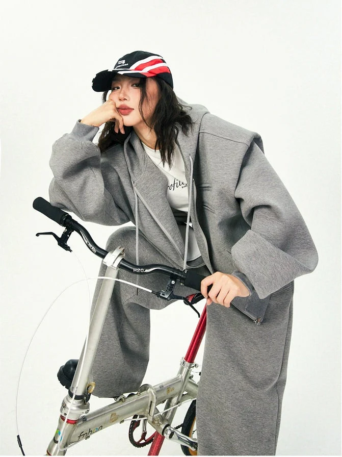 Oversized Cropped Zip Hoodie and Wide-Leg Pants Tracksuit Set - Image 10