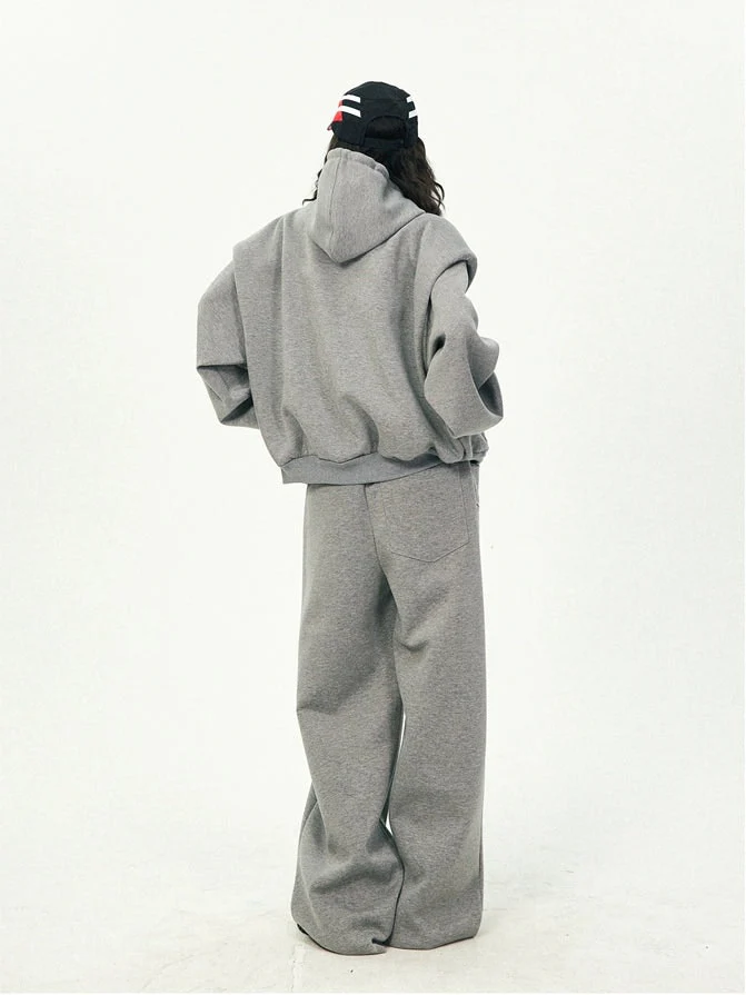 Oversized Cropped Zip Hoodie and Wide-Leg Pants Tracksuit Set - Image 18