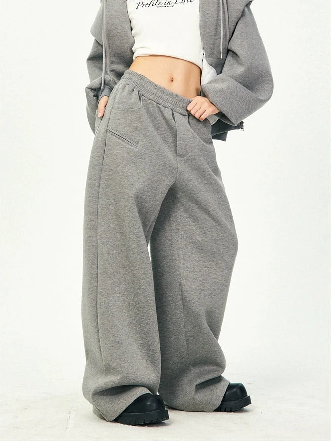 Oversized Cropped Zip Hoodie and Wide-Leg Pants Tracksuit Set - Image 35