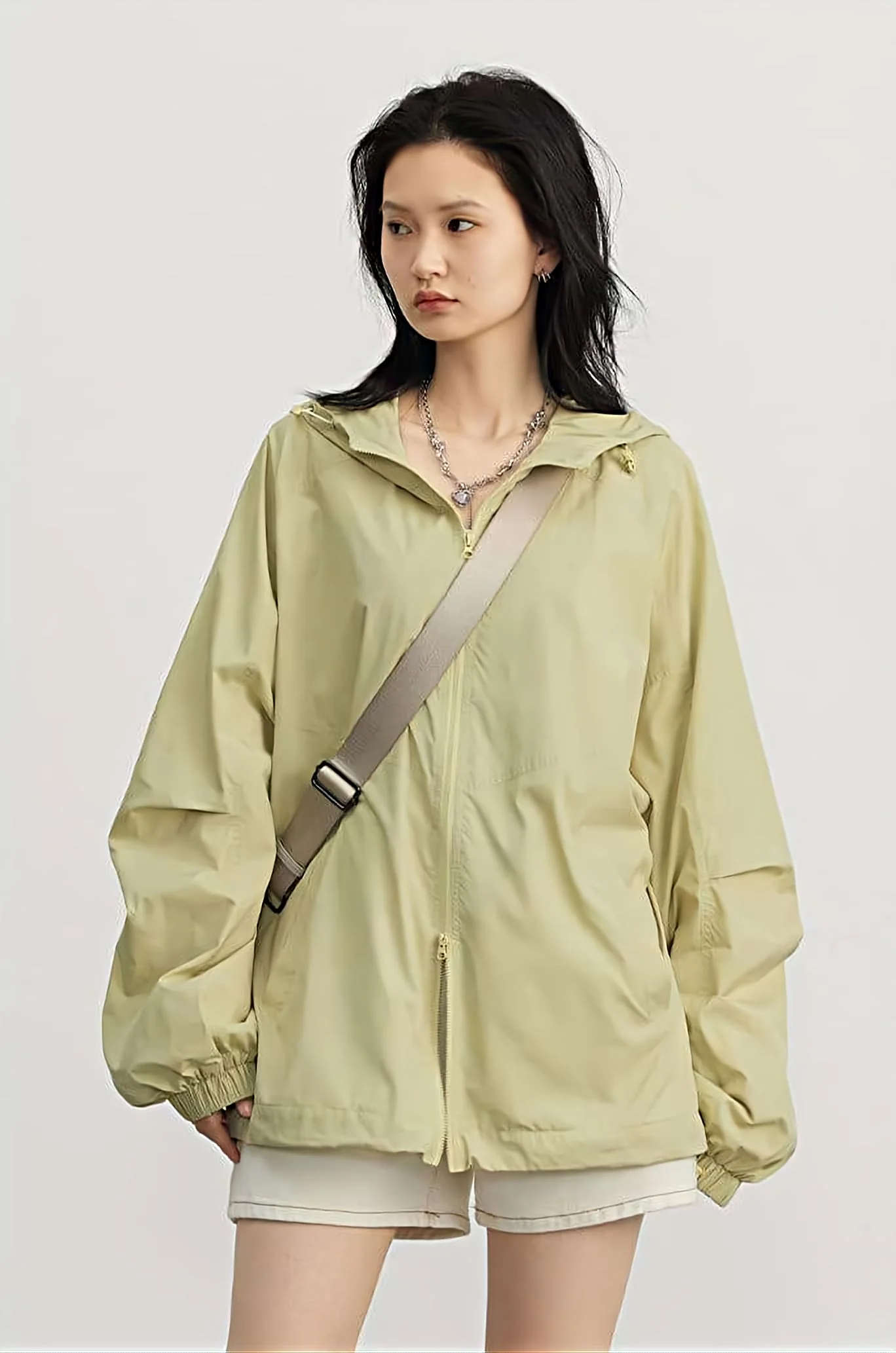 Oversized Cuff Sleeve Hooded Windbreaker - Image 2