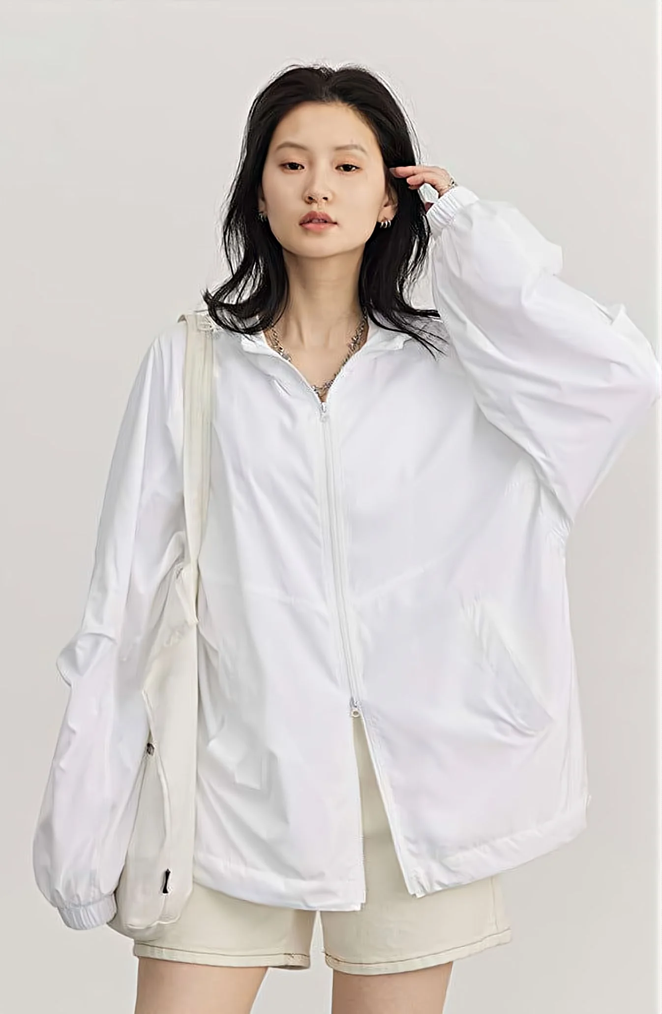 Oversized Cuff Sleeve Hooded Windbreaker - Image 7