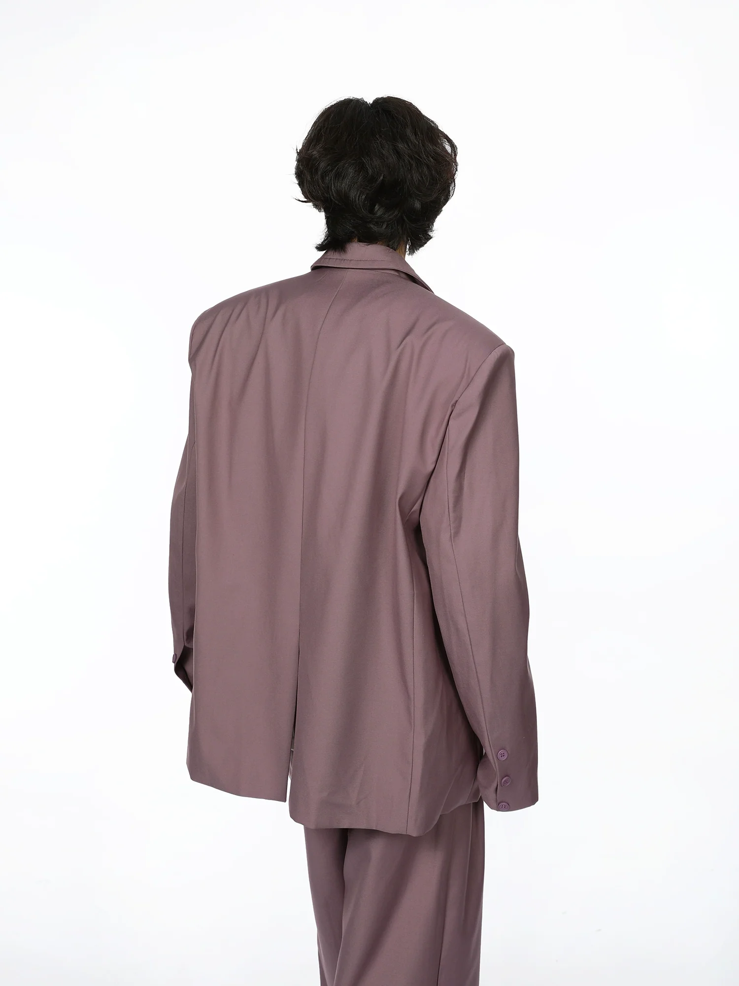 Oversized Double Breasted Boxy Blazer and Wide Leg Suit Pants Two Piece Set - Image 4