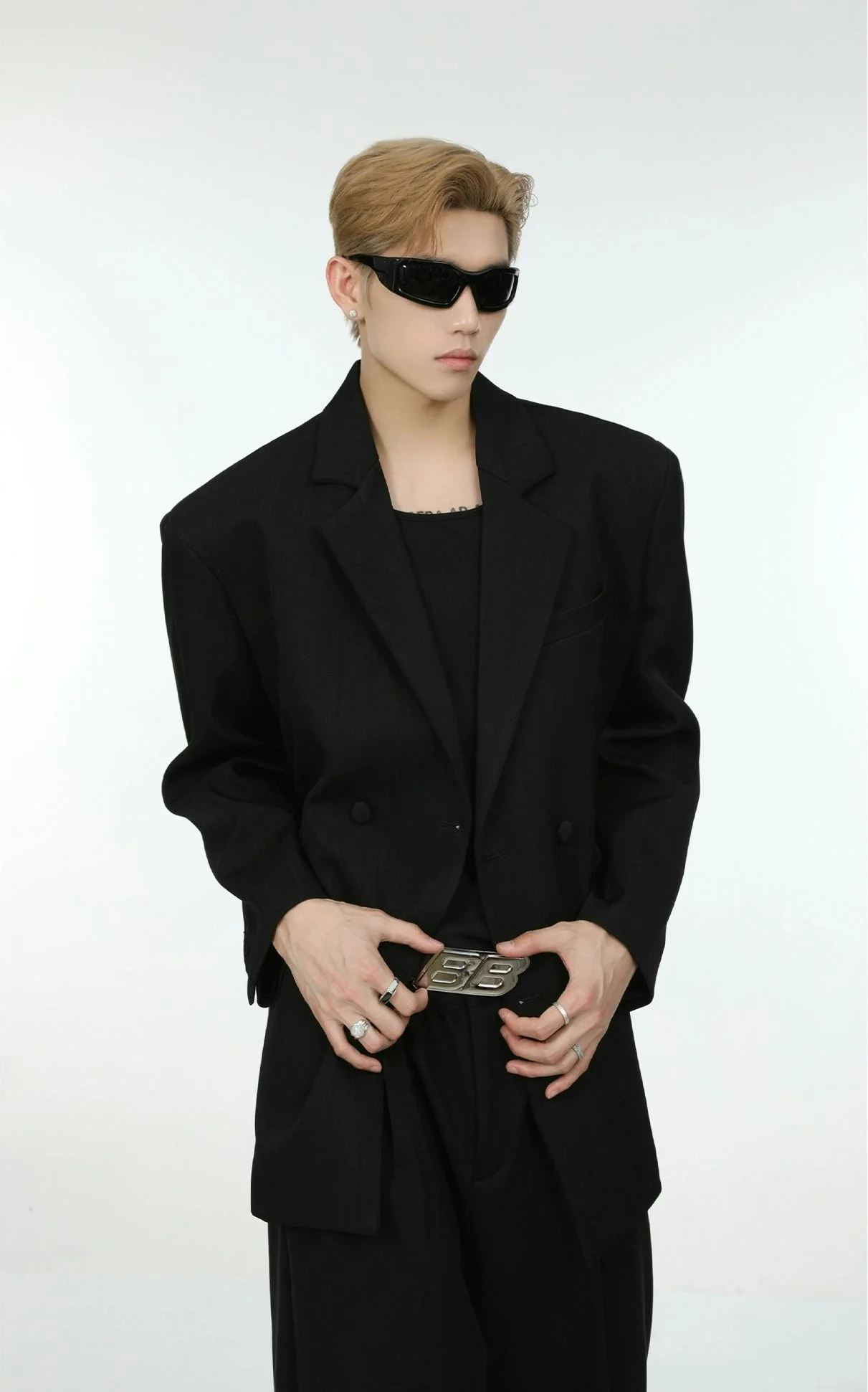 Oversized Double-Breasted Tailored Blazer Jacket - Image 4