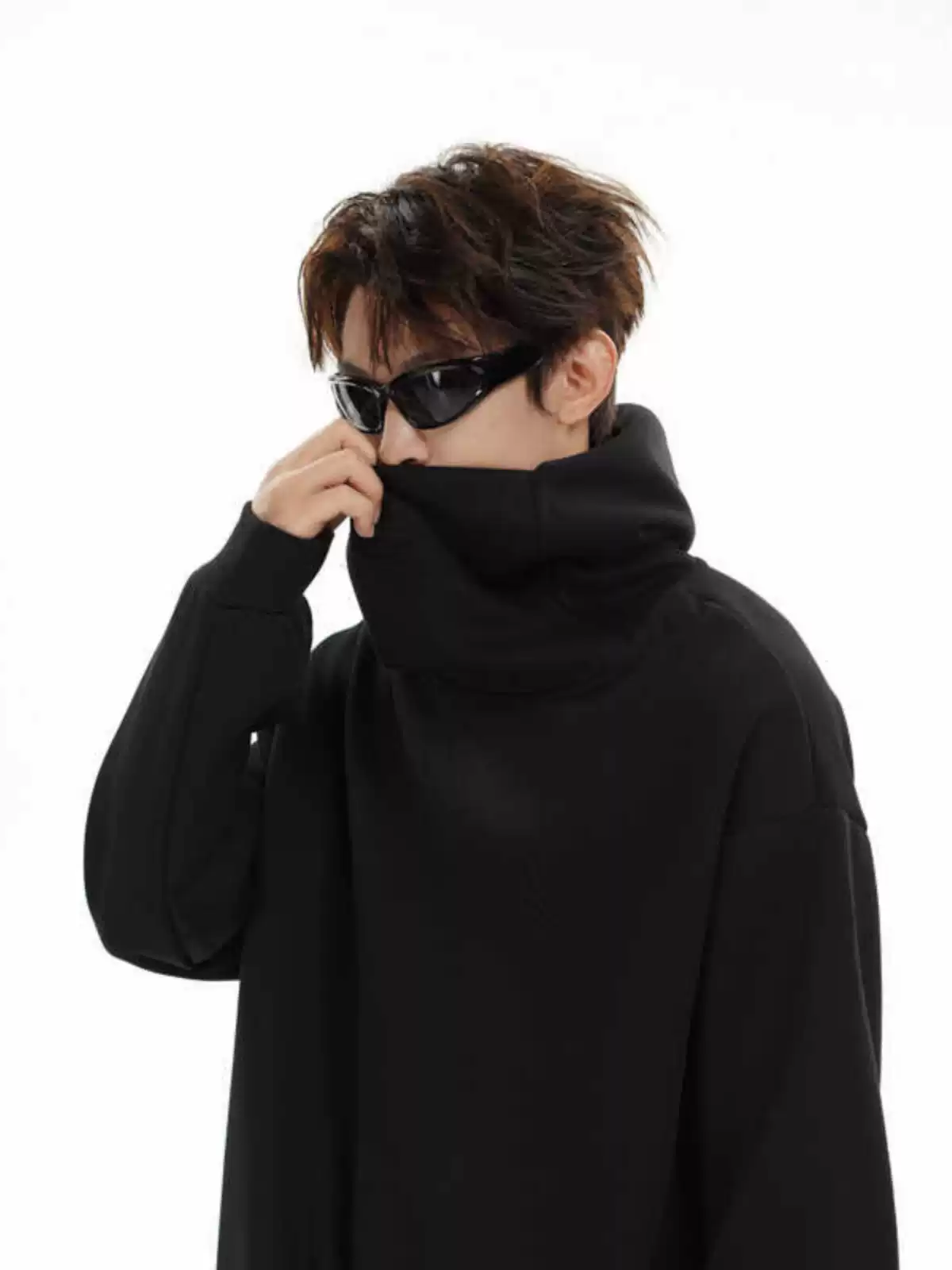 Oversized Drop Shoulder Funnel-Neck Pullover - Image 3
