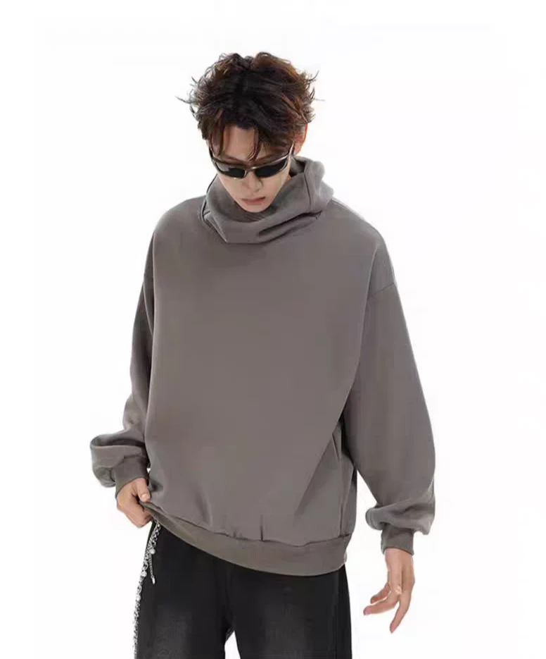 Oversized Drop Shoulder Funnel-Neck Pullover - Image 5
