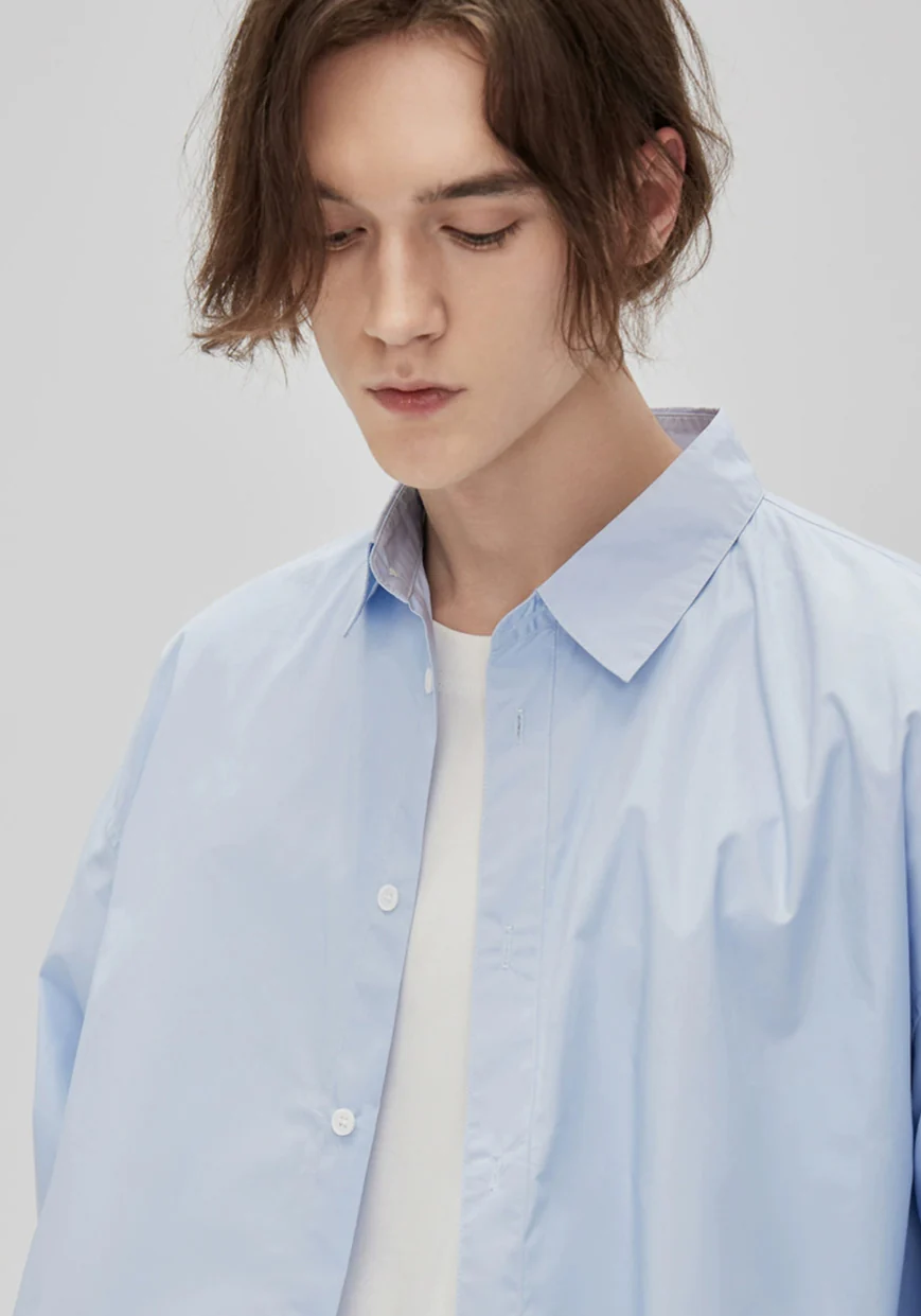 Oversized Drop Shoulder Long Sleeve Button-Up Shirt - Image 3