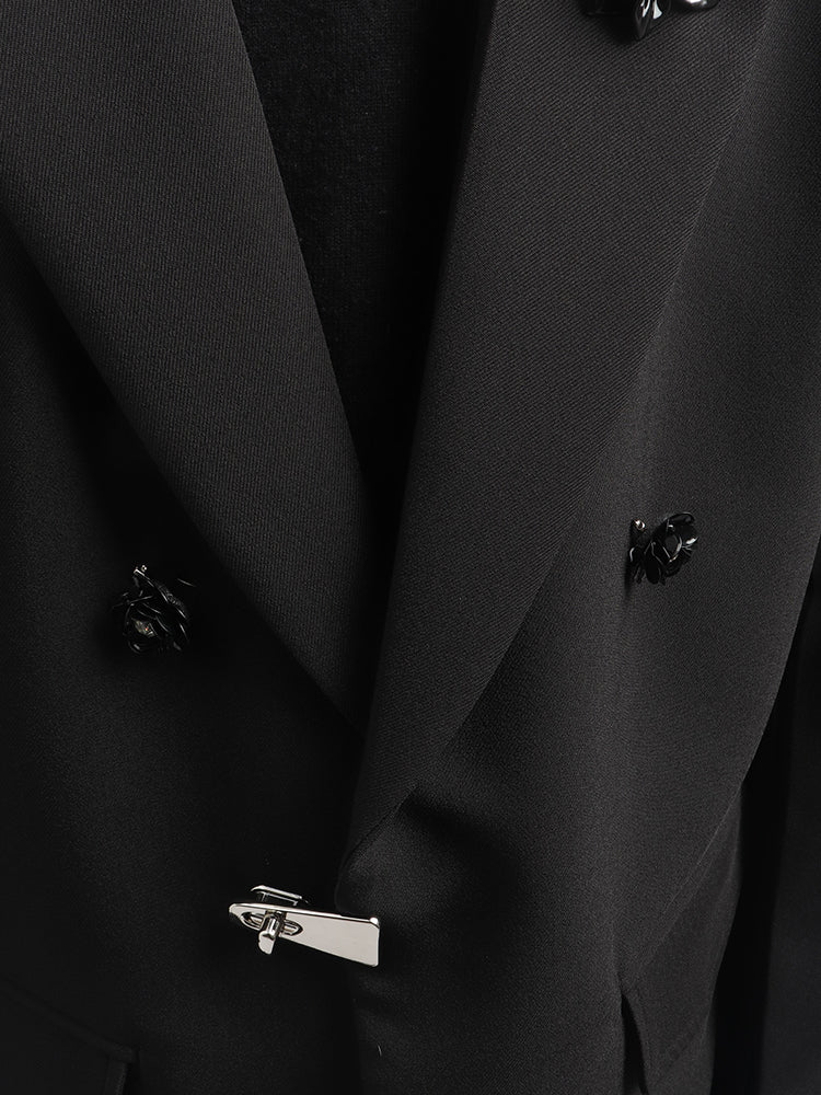 Oversized Embellished Blazer with Floral Appliqués - Image 5