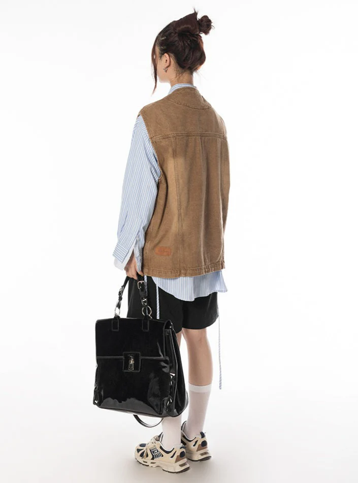 Oversized Faded Denim Vest - Image 7
