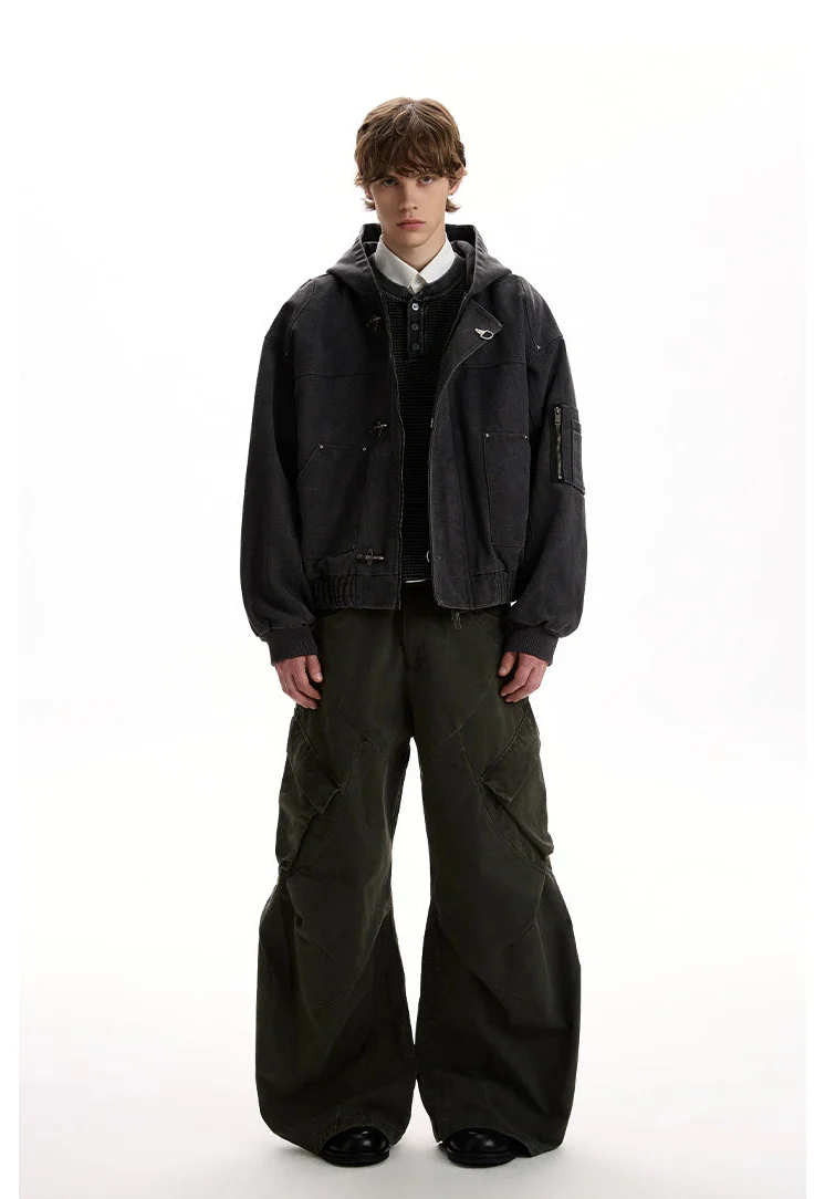 Oversized Fireman Clasp Hooded Worker Jacket - Image 11