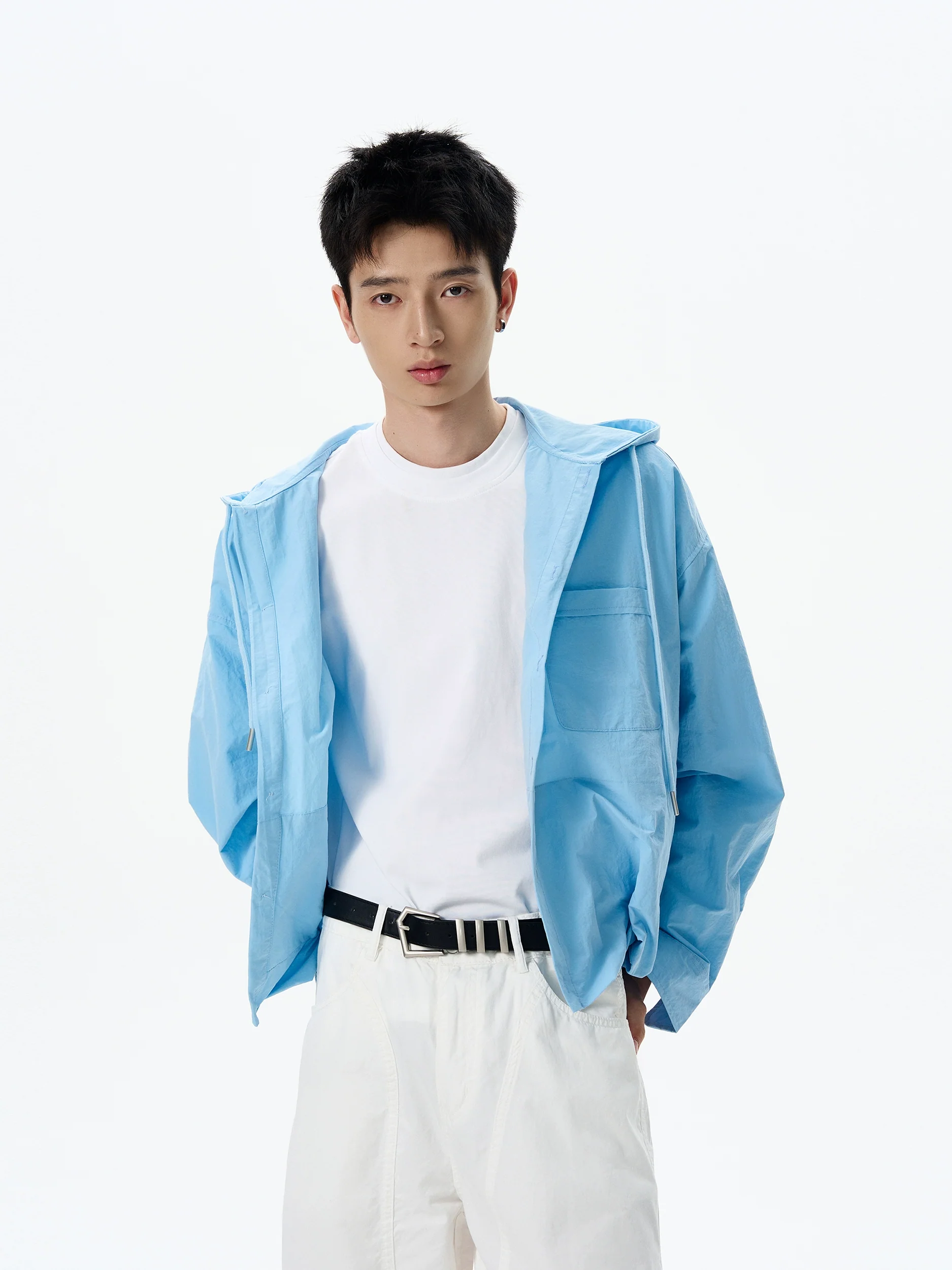 Oversized Hooded Long Sleeve Button Shirt - Image 5