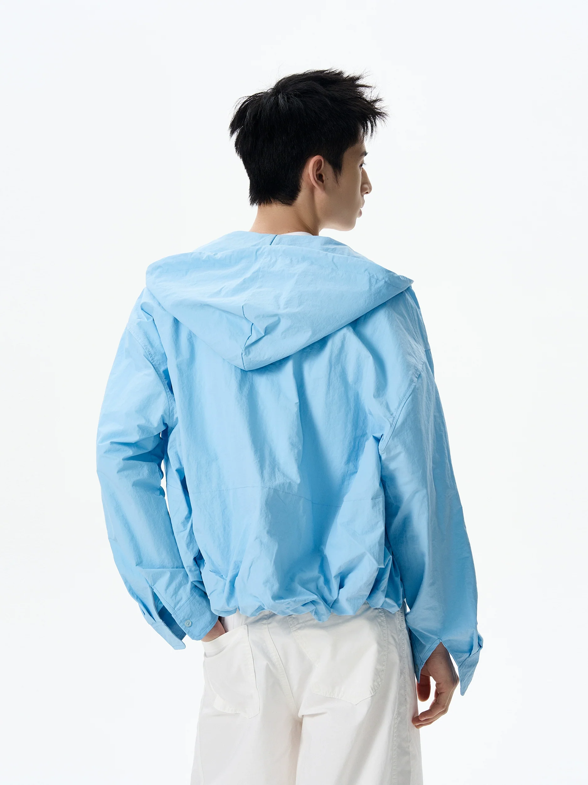 Oversized Hooded Long Sleeve Button Shirt - Image 6