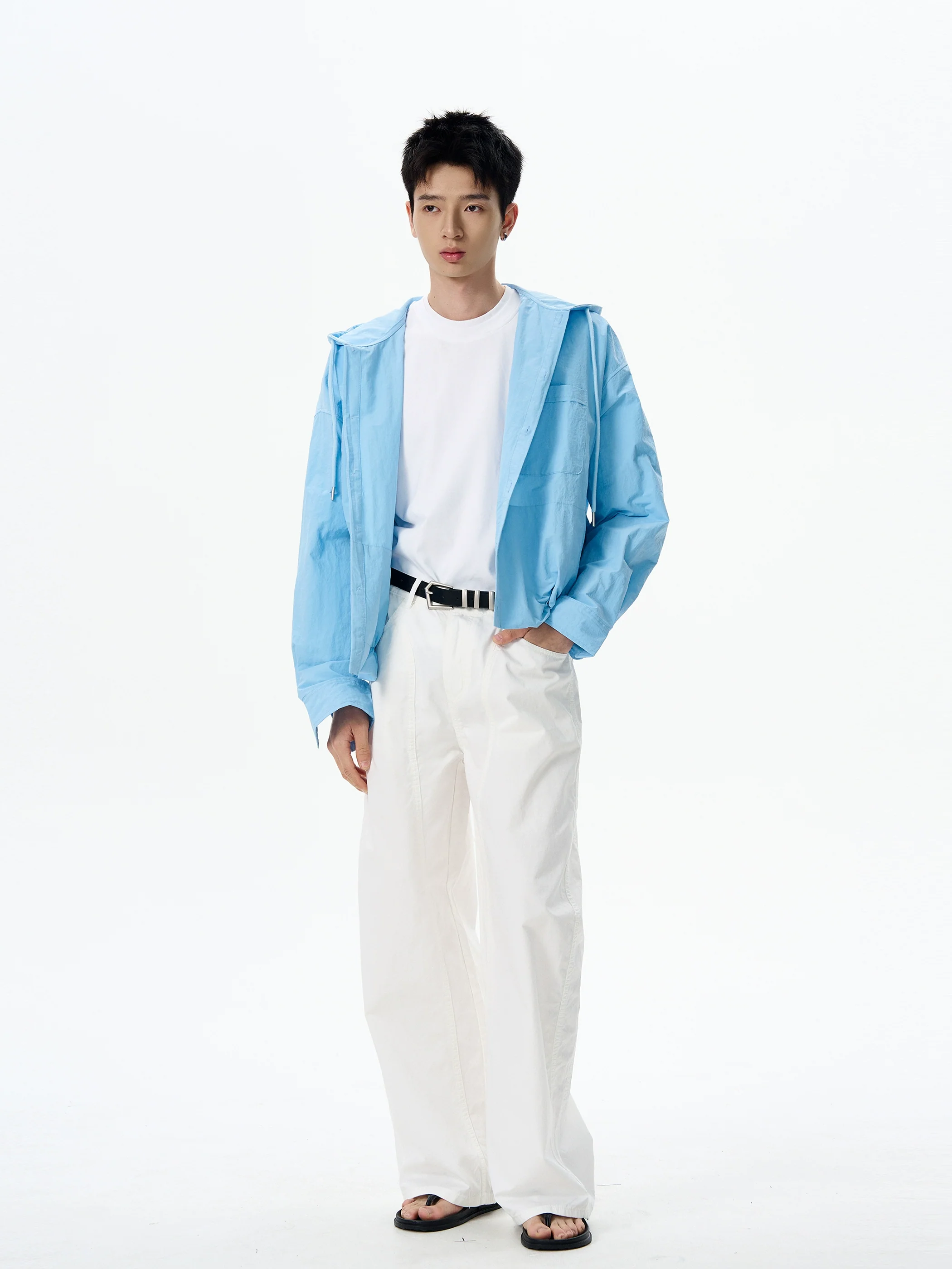 Oversized Hooded Long Sleeve Button Shirt - Image 7