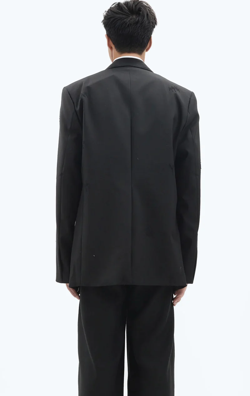 Oversized Layer-Pleated Blazer with Silver Accents - Image 12