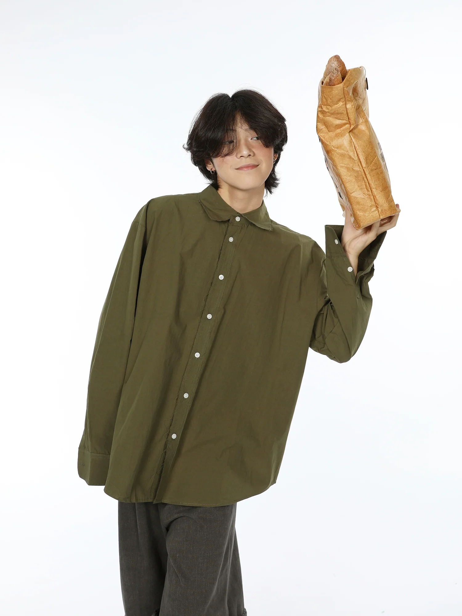 Oversized Lightweight Button-Up Long Sleeve Shirt - Image 6