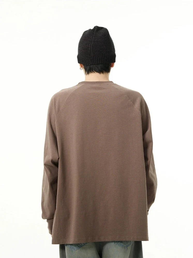 Oversized Long Cuff-Sleeve Crewneck Tee - Image 5