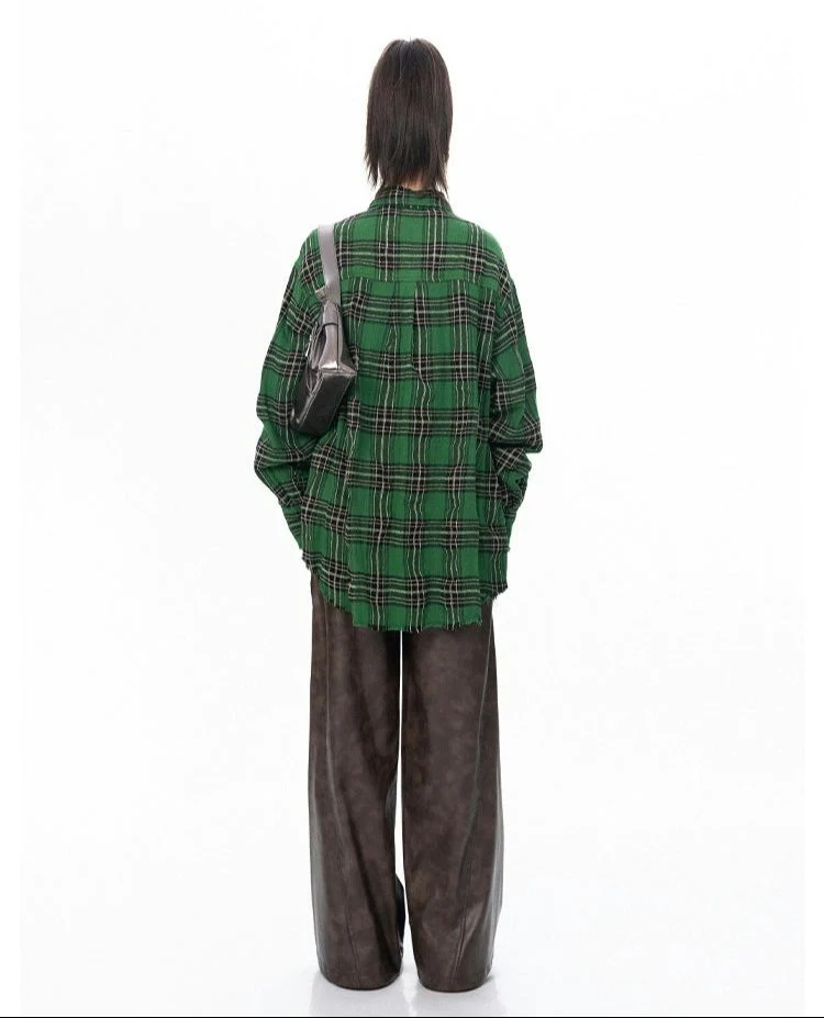 Oversized Longline Plaid Lightweight Flannel - Image 6