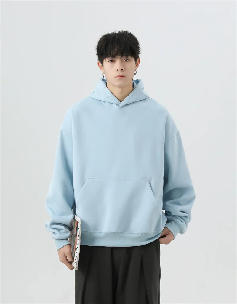 Oversized Mid-Crop Pullover Hoodie with Front Pocket - Image 12
