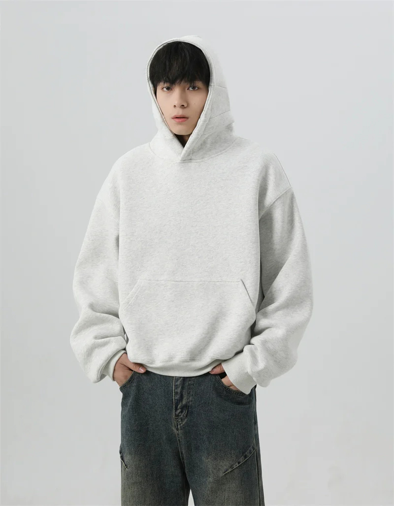Oversized Mid-Crop Pullover Hoodie with Front Pocket - Image 9