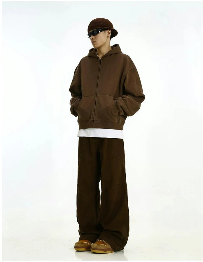 Oversized Mid-Crop Zip-Up Lightweight Hoodie with Pockets - Image 7