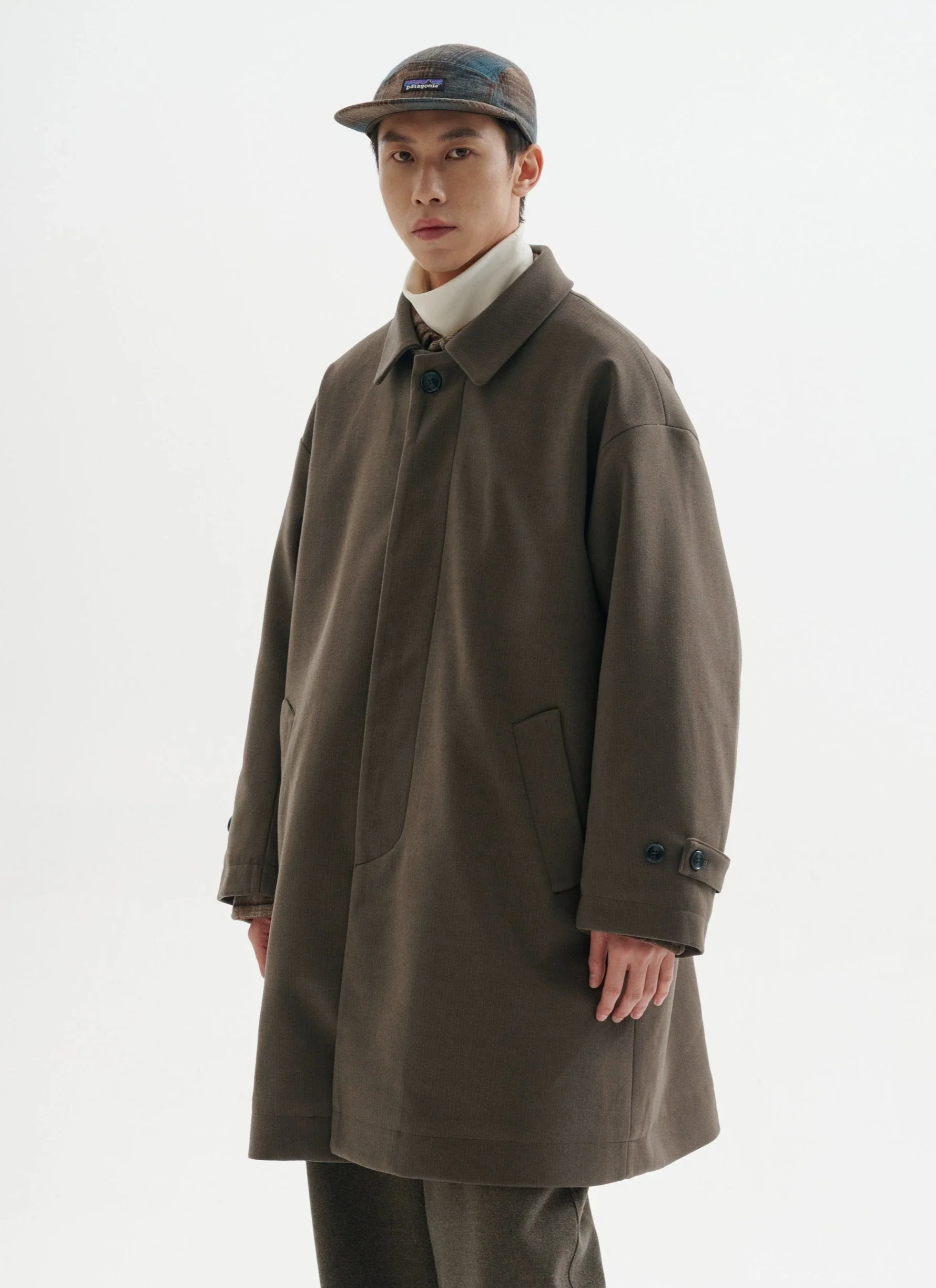 Oversized Mid Length Coat with Adjustable Cuff - Image 2