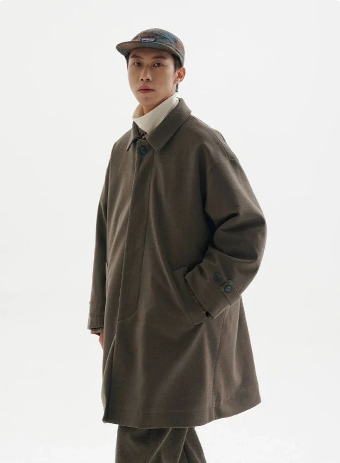 Oversized Mid Length Coat with Adjustable Cuff - Image 3