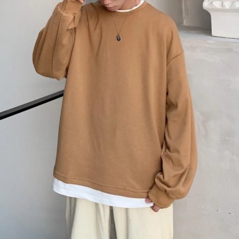 Oversized Mock Two-Piece Long-Sleeve Tee - Image 42