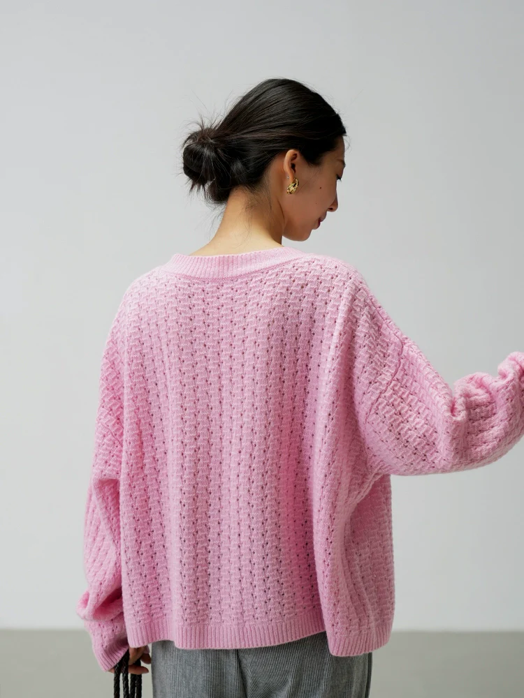 Oversized Open-Knit Button-Down Cardigan - Image 10