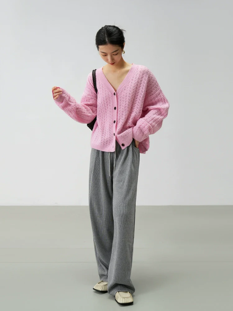 Oversized Open-Knit Button-Down Cardigan - Image 11