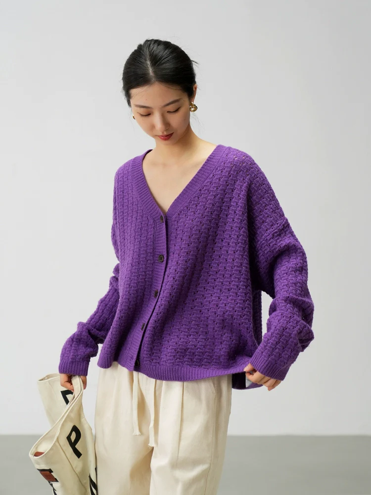 Oversized Open-Knit Button-Down Cardigan - Image 12