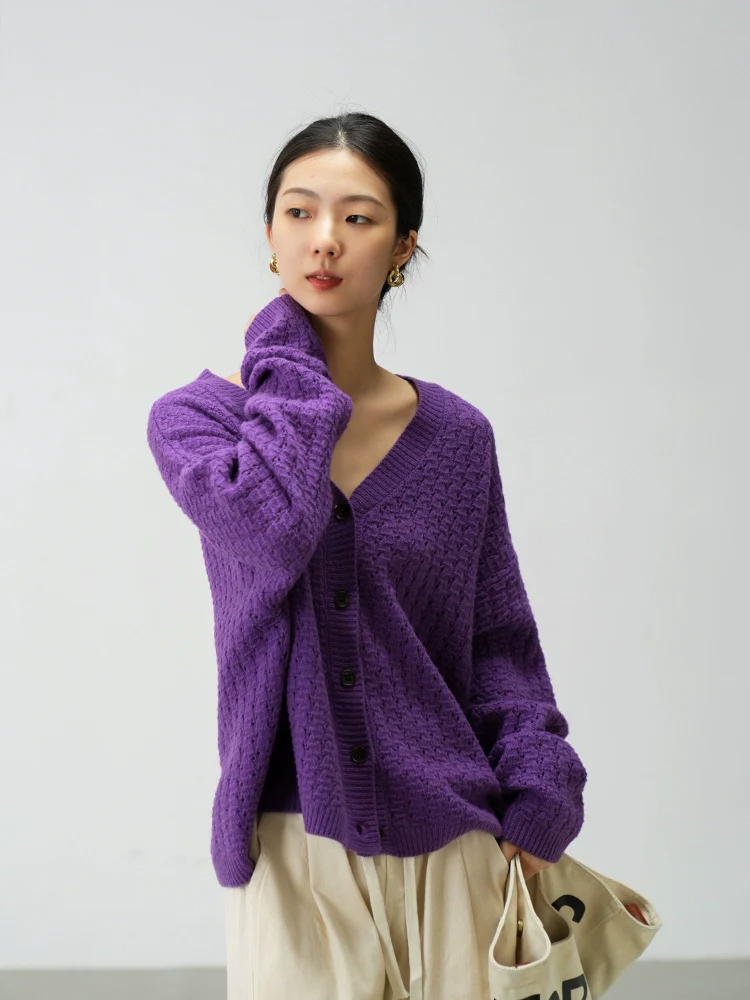 Oversized Open-Knit Button-Down Cardigan - Image 13