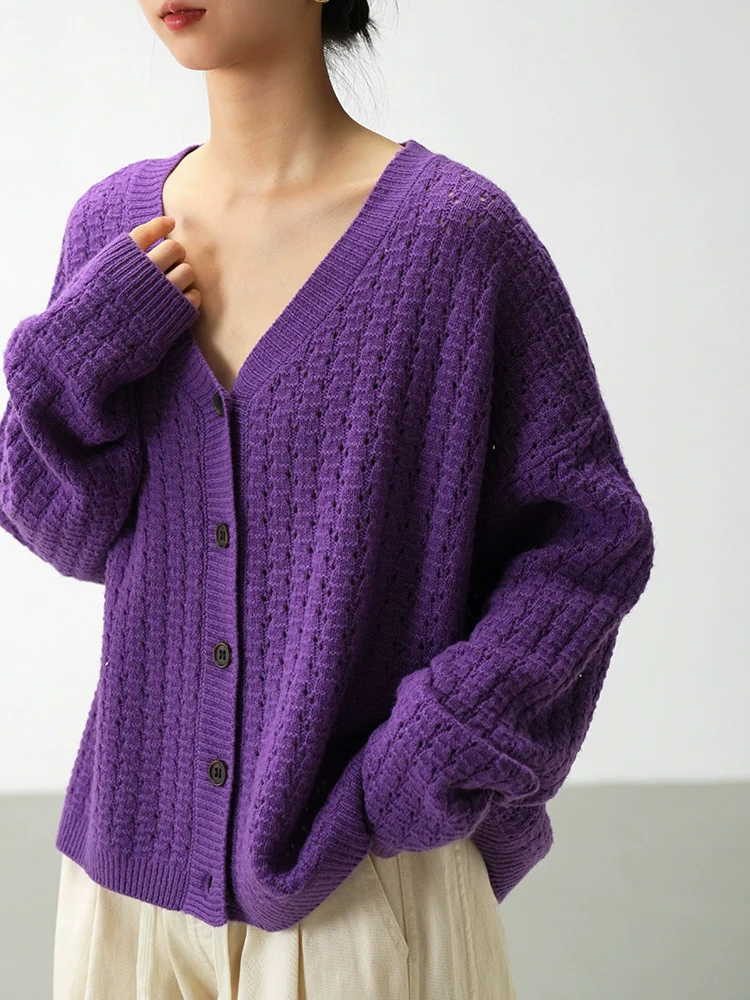 Oversized Open-Knit Button-Down Cardigan - Image 15
