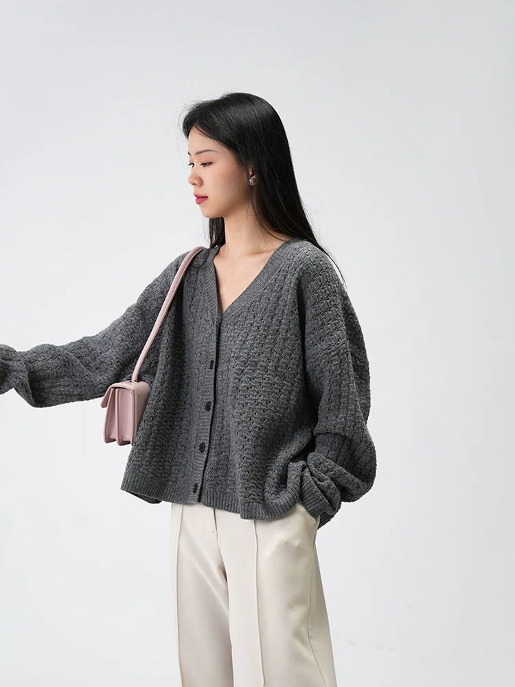 Oversized Open-Knit Button-Down Cardigan - Image 18