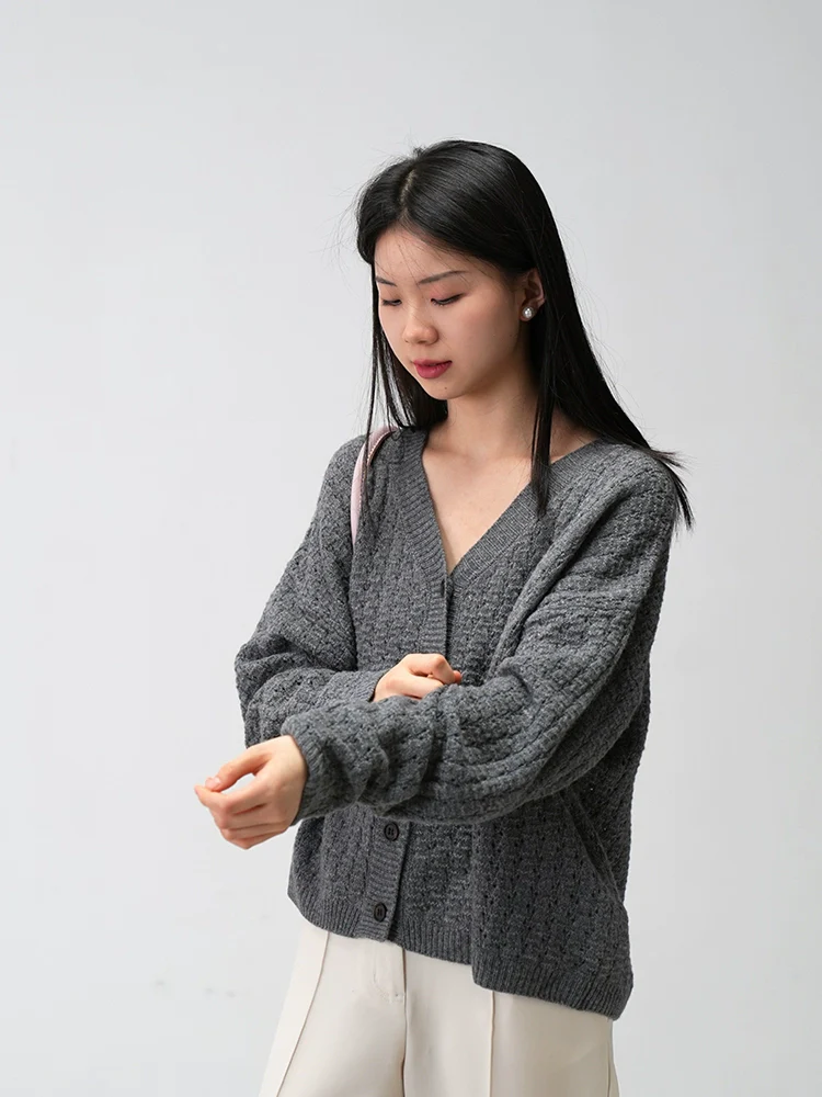 Oversized Open-Knit Button-Down Cardigan - Image 19