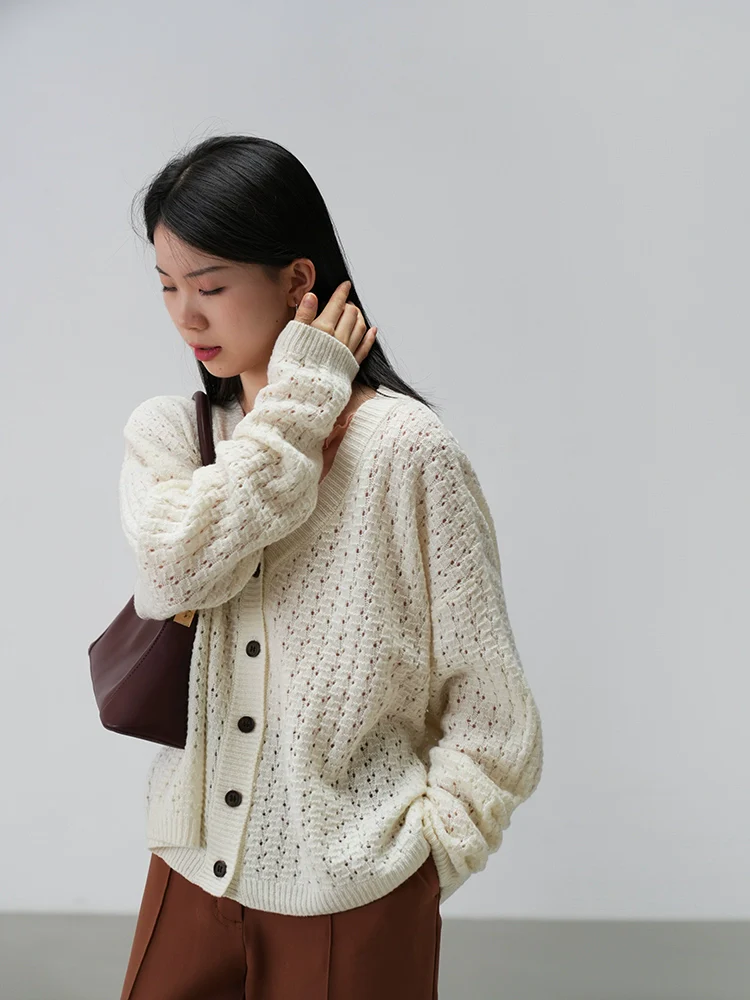 Oversized Open-Knit Button-Down Cardigan - Image 2