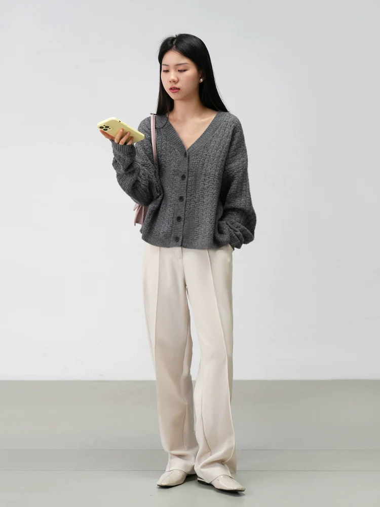 Oversized Open-Knit Button-Down Cardigan - Image 22