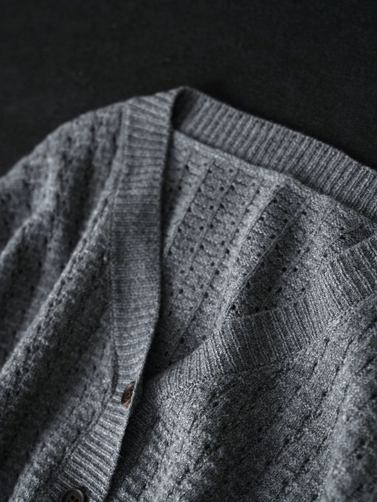Oversized Open-Knit Button-Down Cardigan - Image 24