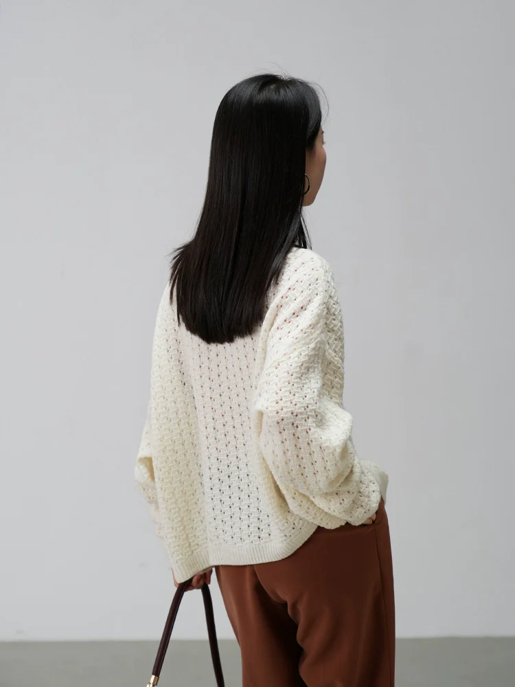 Oversized Open-Knit Button-Down Cardigan - Image 3