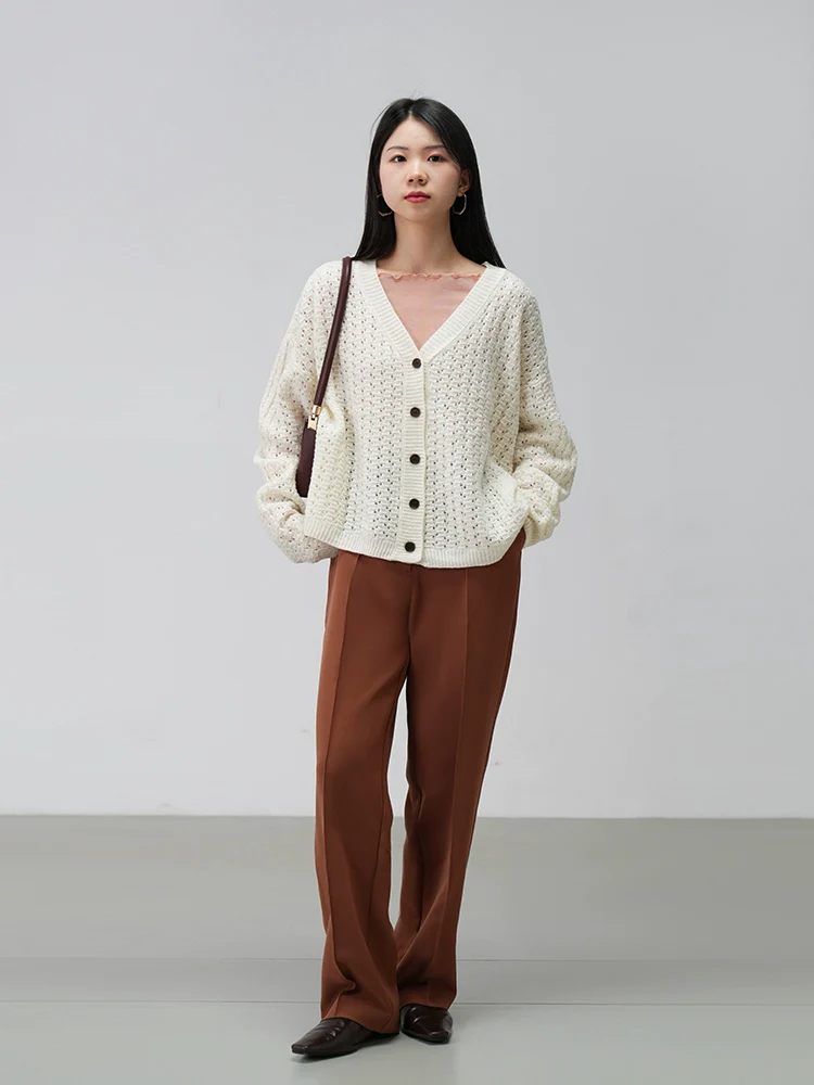 Oversized Open-Knit Button-Down Cardigan - Image 6