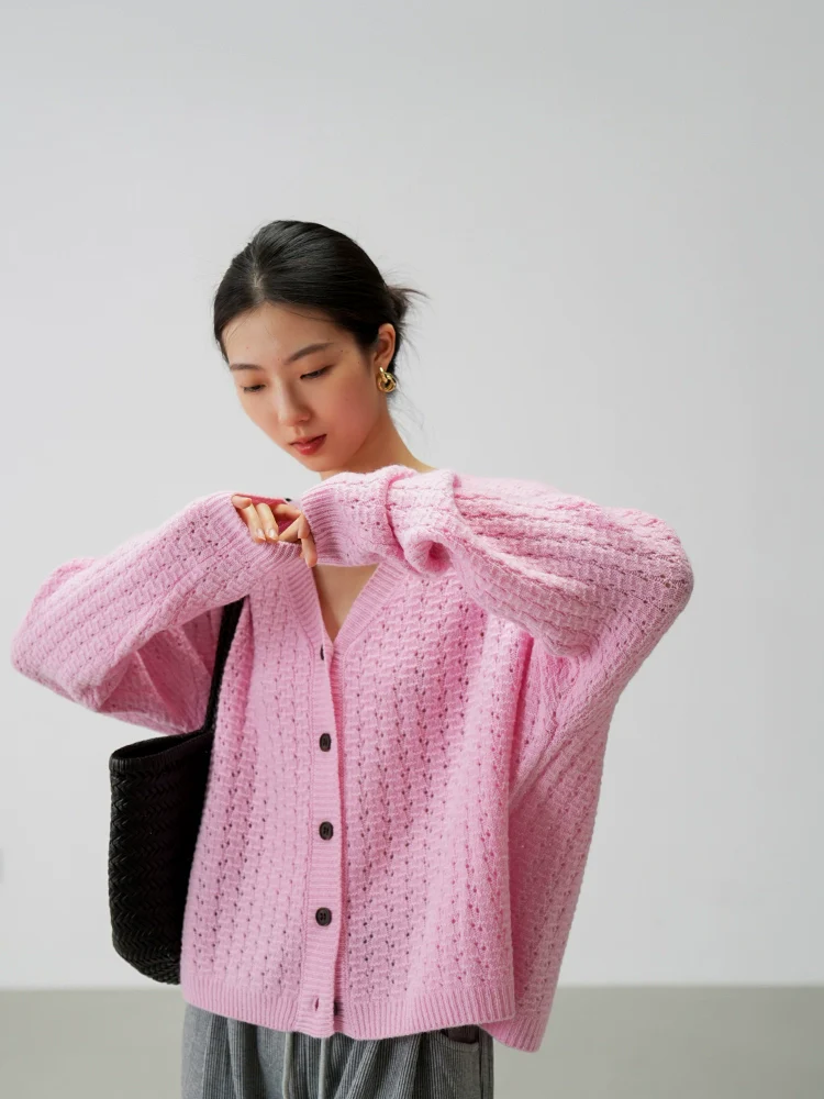 Oversized Open-Knit Button-Down Cardigan - Image 7