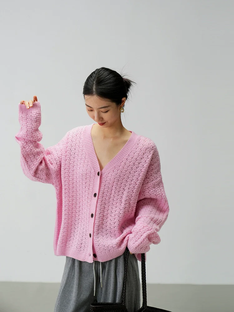 Oversized Open-Knit Button-Down Cardigan - Image 8