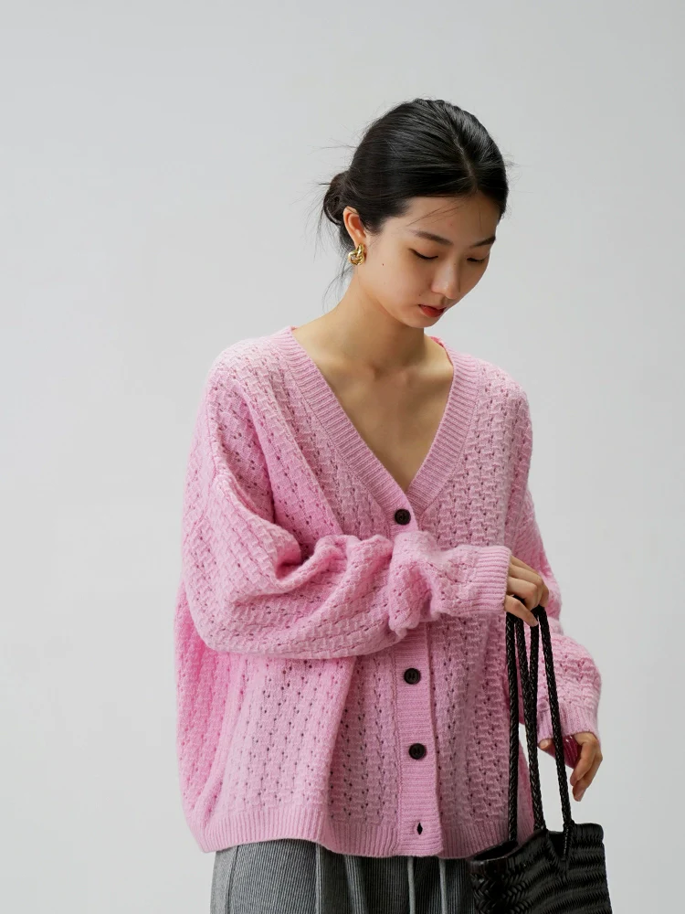 Oversized Open-Knit Button-Down Cardigan - Image 9