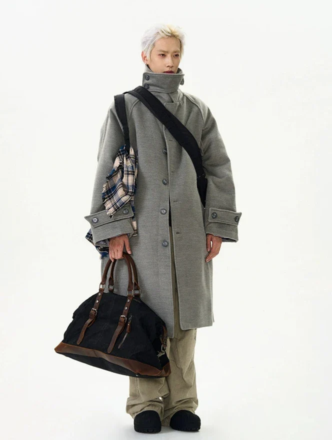 Oversized Panel-Layered Long Overcoat - Image 10