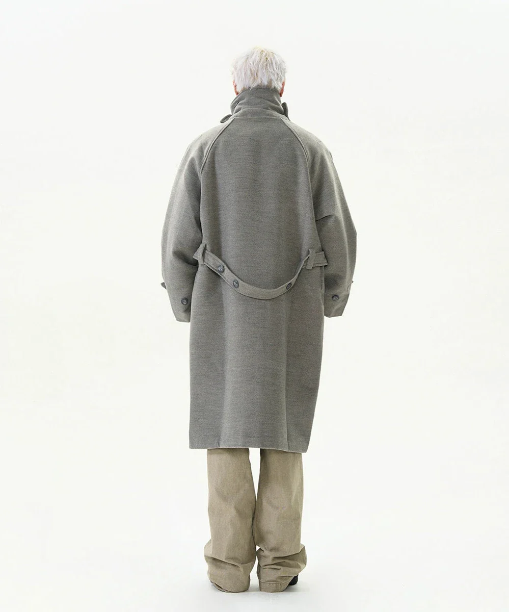 Oversized Panel-Layered Long Overcoat - Image 11