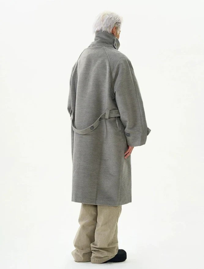 Oversized Panel-Layered Long Overcoat - Image 12